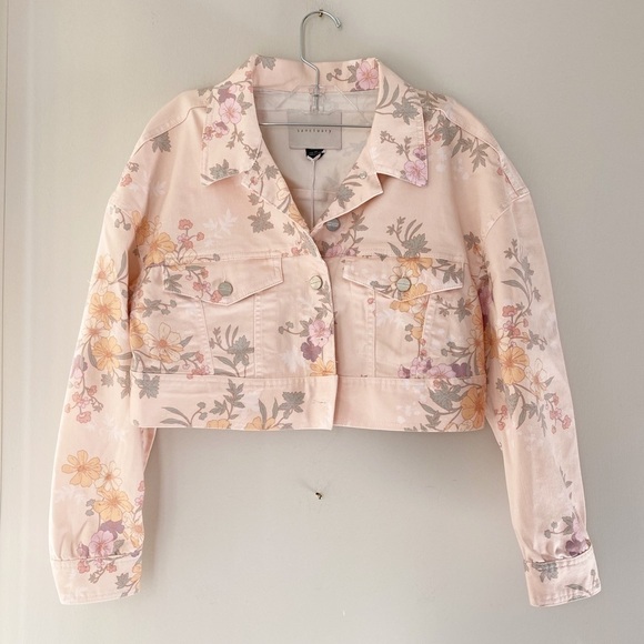 Sanctuary Cropped Floral Denim Jacket Swifty - Picture 4 of 8